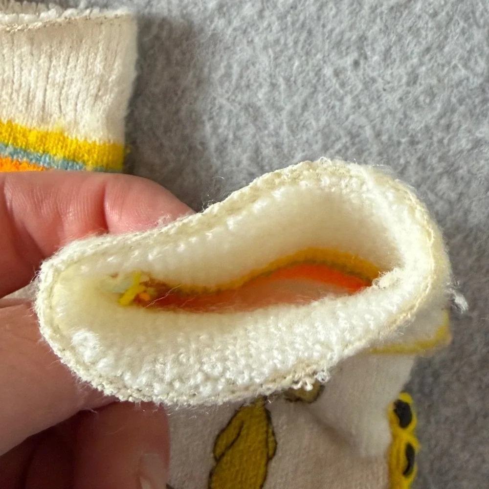 Warner Bros Tweety Bird Slipper Socks Infant 1978 Vintage Booties *flawed